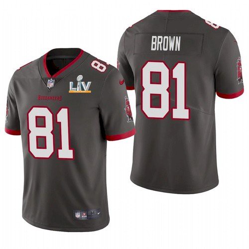 Men's Grey Tampa Bay Buccaneers ##81 Antonio Brown 2021 Super Bowl LV Limited Stitched Jersey